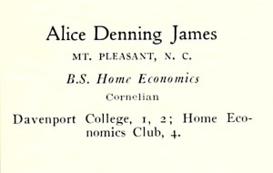 James, Alice D. UNC Greensboro, 1932
